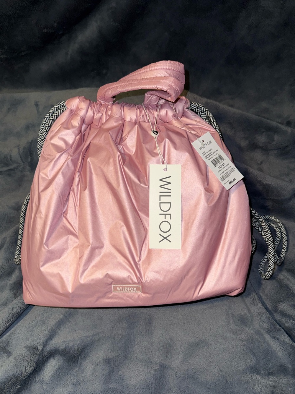 Wildfox Pink Puffer Drawstring Tote/ Backpack Bag
